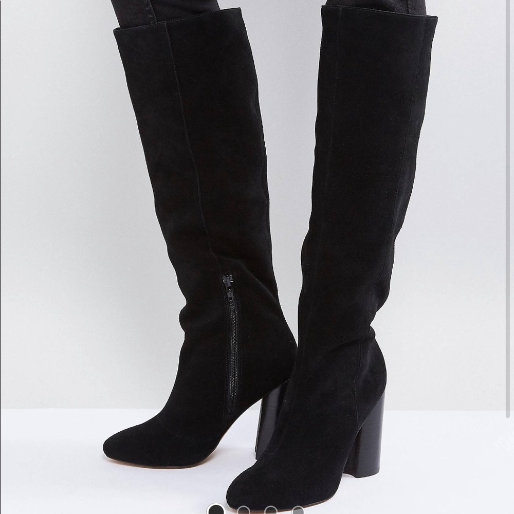 ASOS CABRINIE Black Heeled Faux Suede Boots